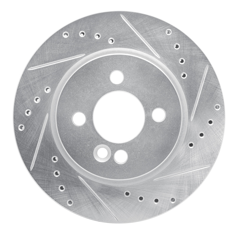 Mini Cooper Brake Rotor (1) - Front Right - R1 Concepts - Drilled & Slotted - Silver - `02-`08